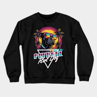 Retro Wave Pitbull Terrier Hot Dog Shirt Crewneck Sweatshirt